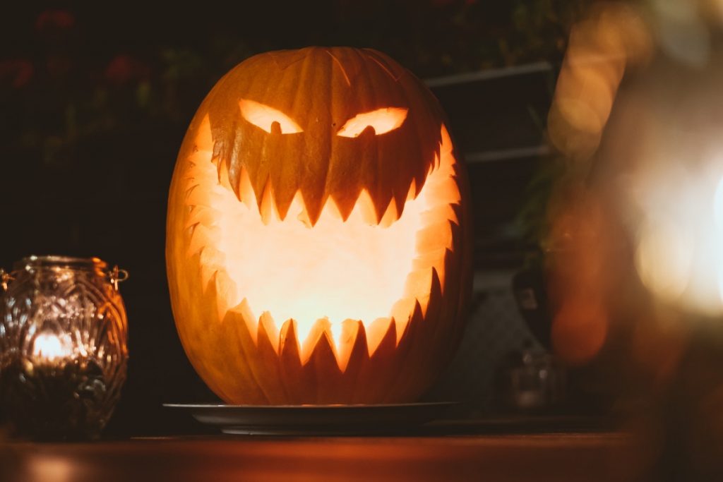 Grinning Jack O'Lantern on a Plate