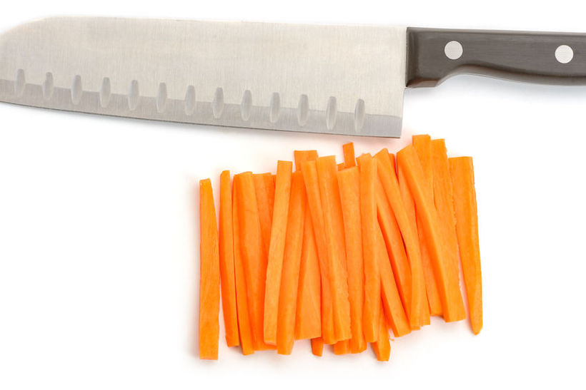 Santoku knife and carrot sticks