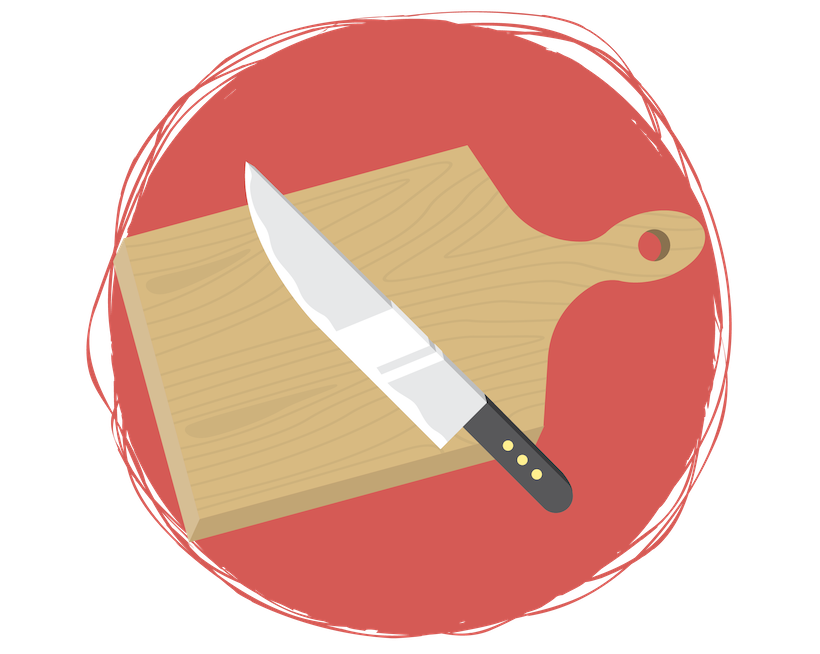 Cutting board with Chef's knife