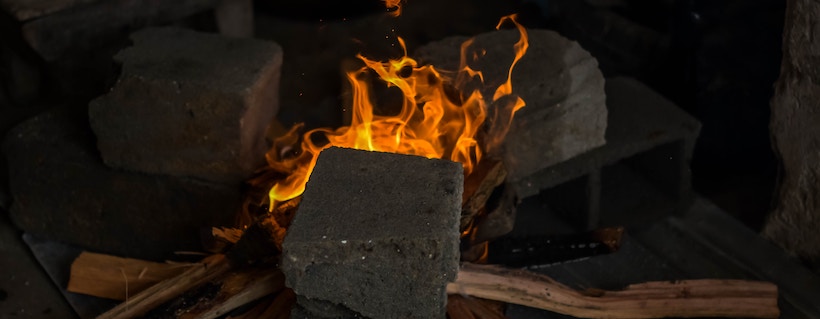 Forge showing fire and ready to create knives and weapons