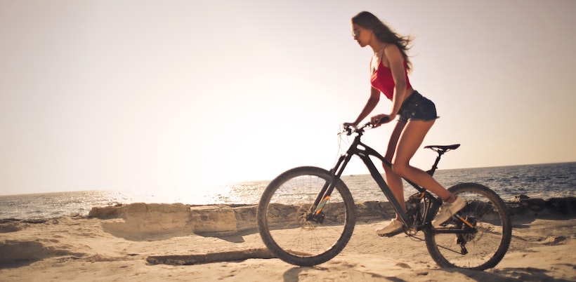 Woman on a mountain bike