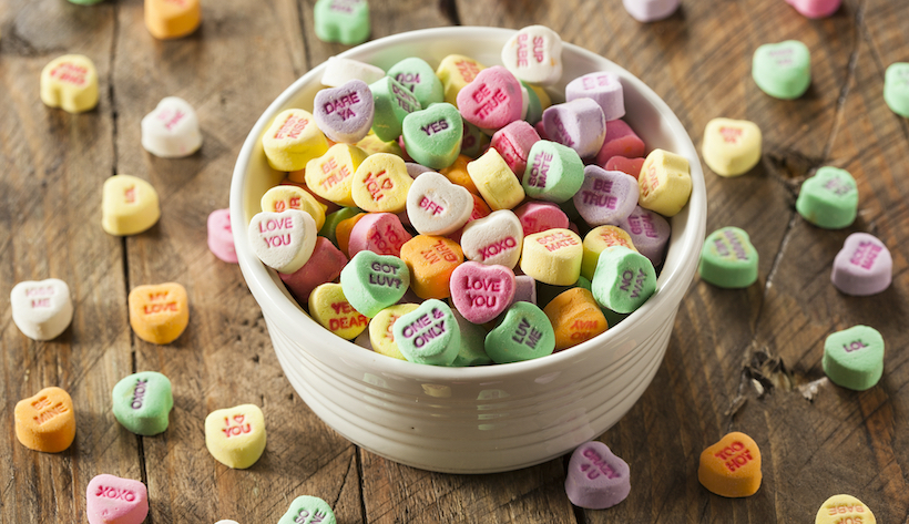 Colorful Candy Conversation Hearts for Valentine's Day