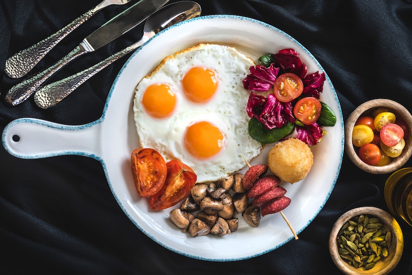 Ceramic Plate with Eggs and Breakfast