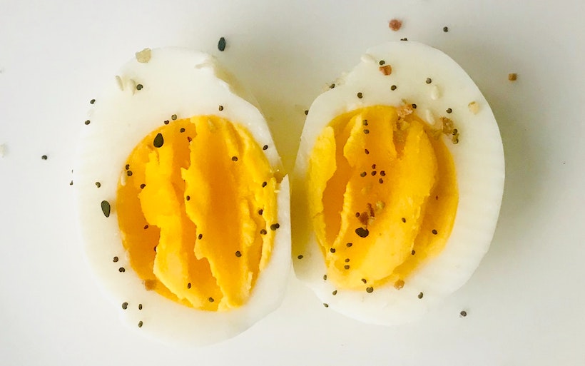 Pepper on hard boiled eggs