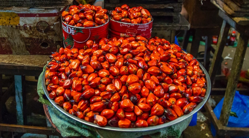 Fruits from a palm tree sold by a vendor