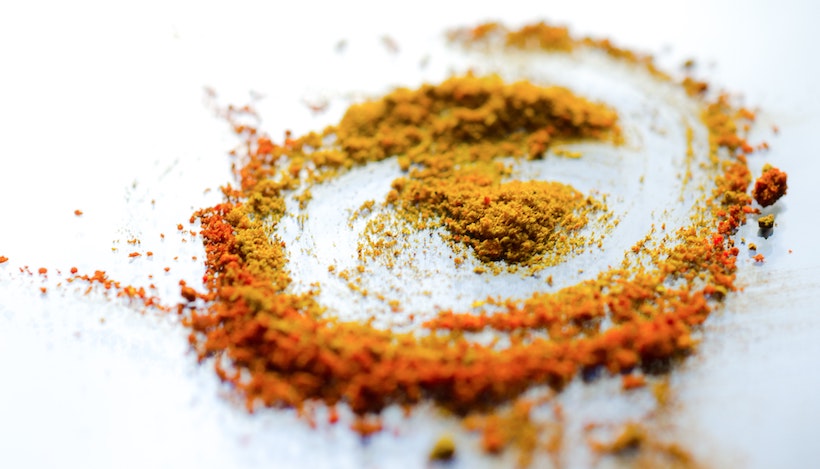 Turmeric powder spread on a table