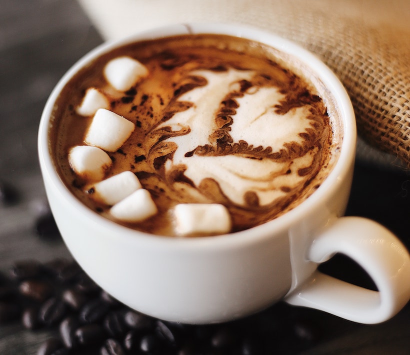 Hot chocolate with milk and marshmallows