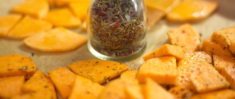 Spices on sweet potato