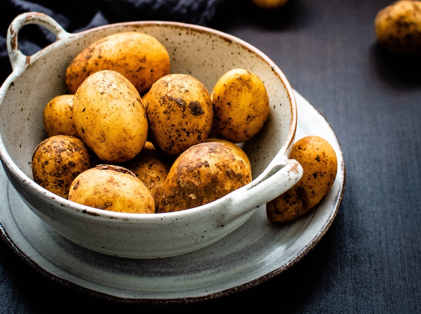 Roasted potatoes in a bowl